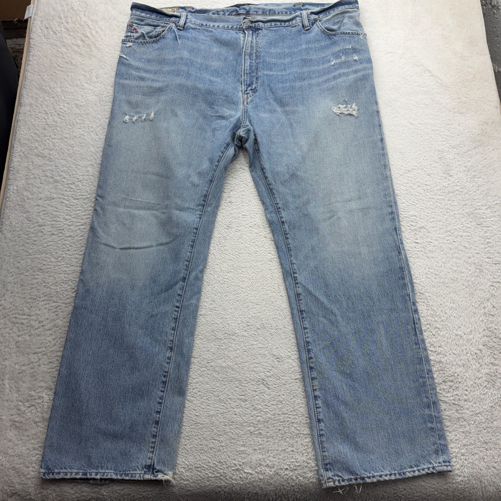 Polo Ralph Lauren Hampton Straight Distressed Light Wash Jeans Mens 46B x 32